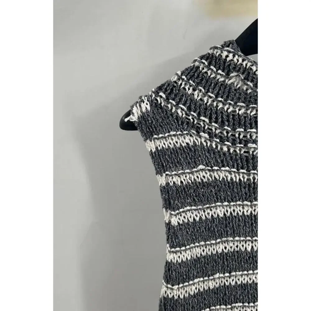 NWT Free People Folksong Midnight Striped Fringe Tunic Sweater Vest Size S